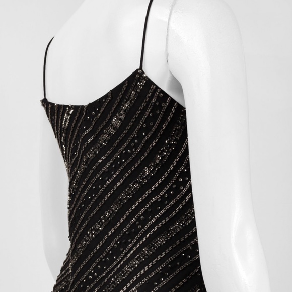 NWT $369 Adrianna Papell‎ Bias Embellished Tank Gown in Black [SZ 4 ] - Picture 10 of 11